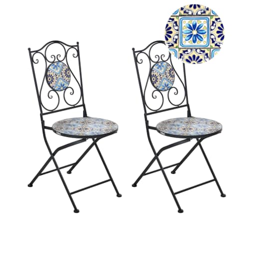 Zestaw 2 krzeseł ogrodowych AGGIUS Składane Metal Czarny