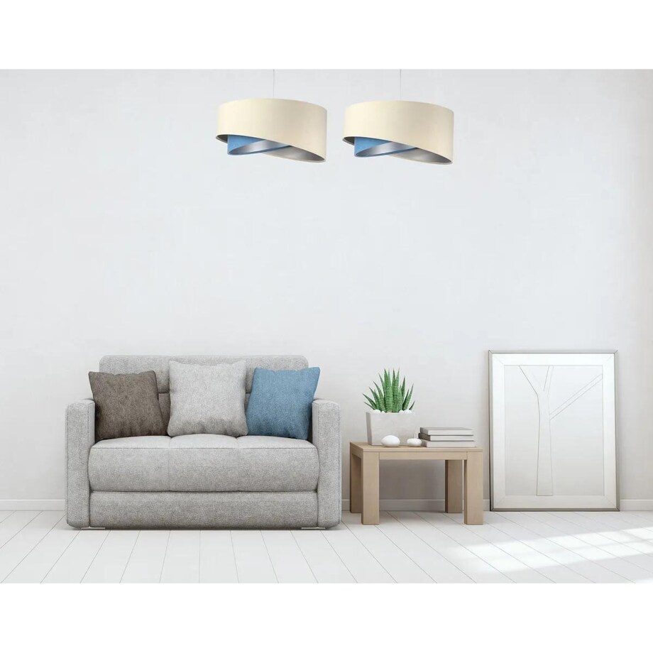 Lampa wisząca BEIGE beżowa/niebieska/srebrna