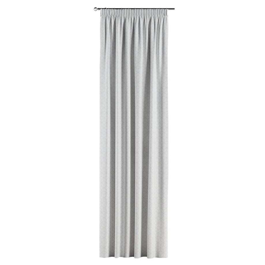 Zasłona na taśmie marszczącej 1 szt. 130x245 wzór sześcianów na białym tle