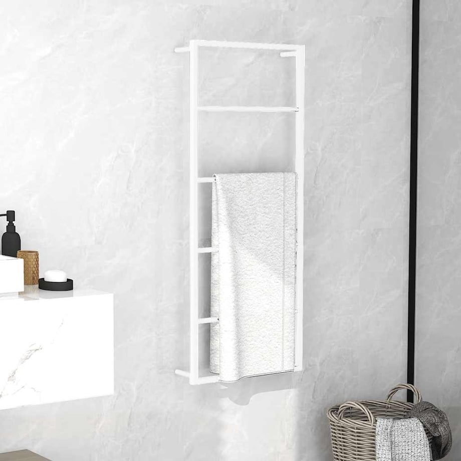 vidaXL Wieszak na ręczniki biały 45x10x115 cm stalowy
