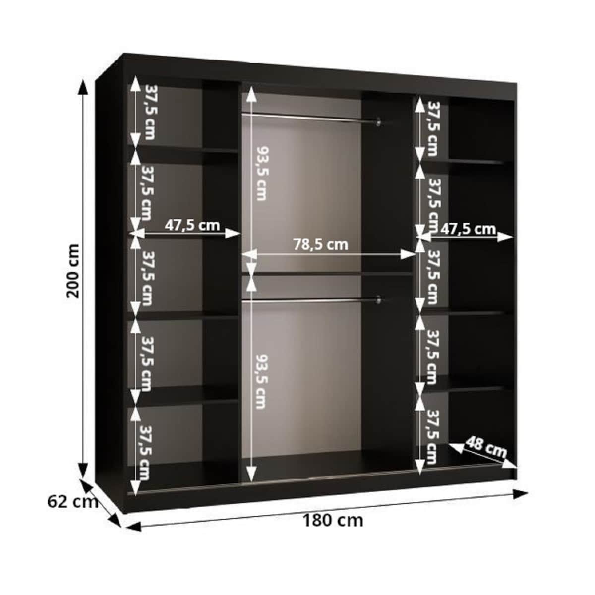 Szafa przesuwna SPOTI 180 biały