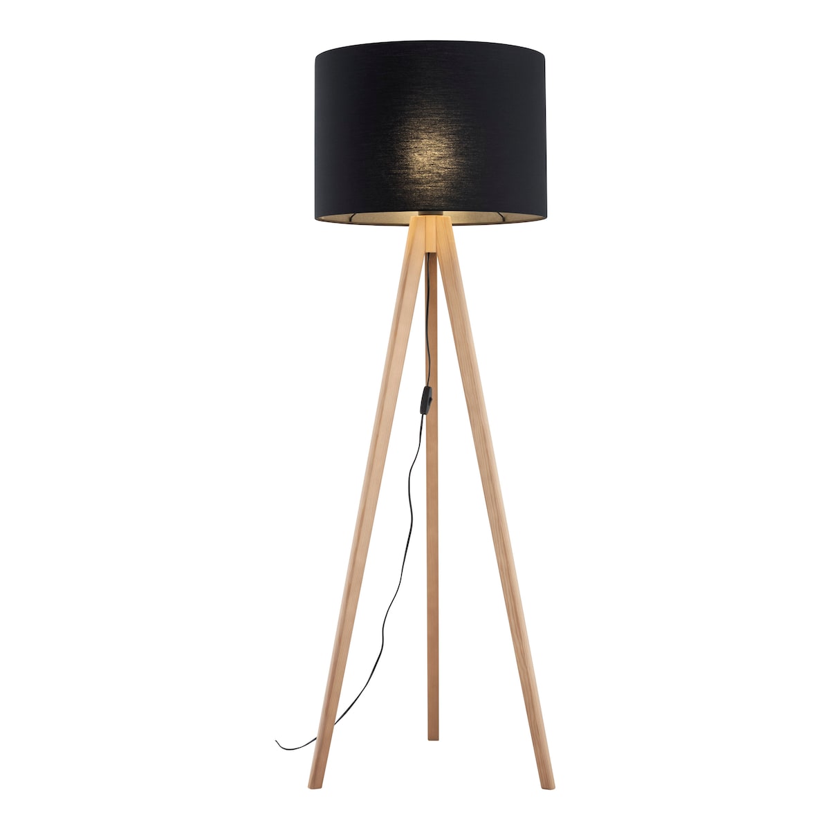 Lampa podłogowa TK Lighting GRAND SOSNA 16008 E27 145 cm, sosna i czerń, klosz 50 cm