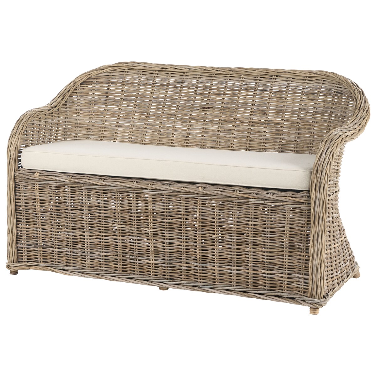 Ławka ogrodowa z poduchą SUSUA 141 cm z otomaną Rattan Naturalny