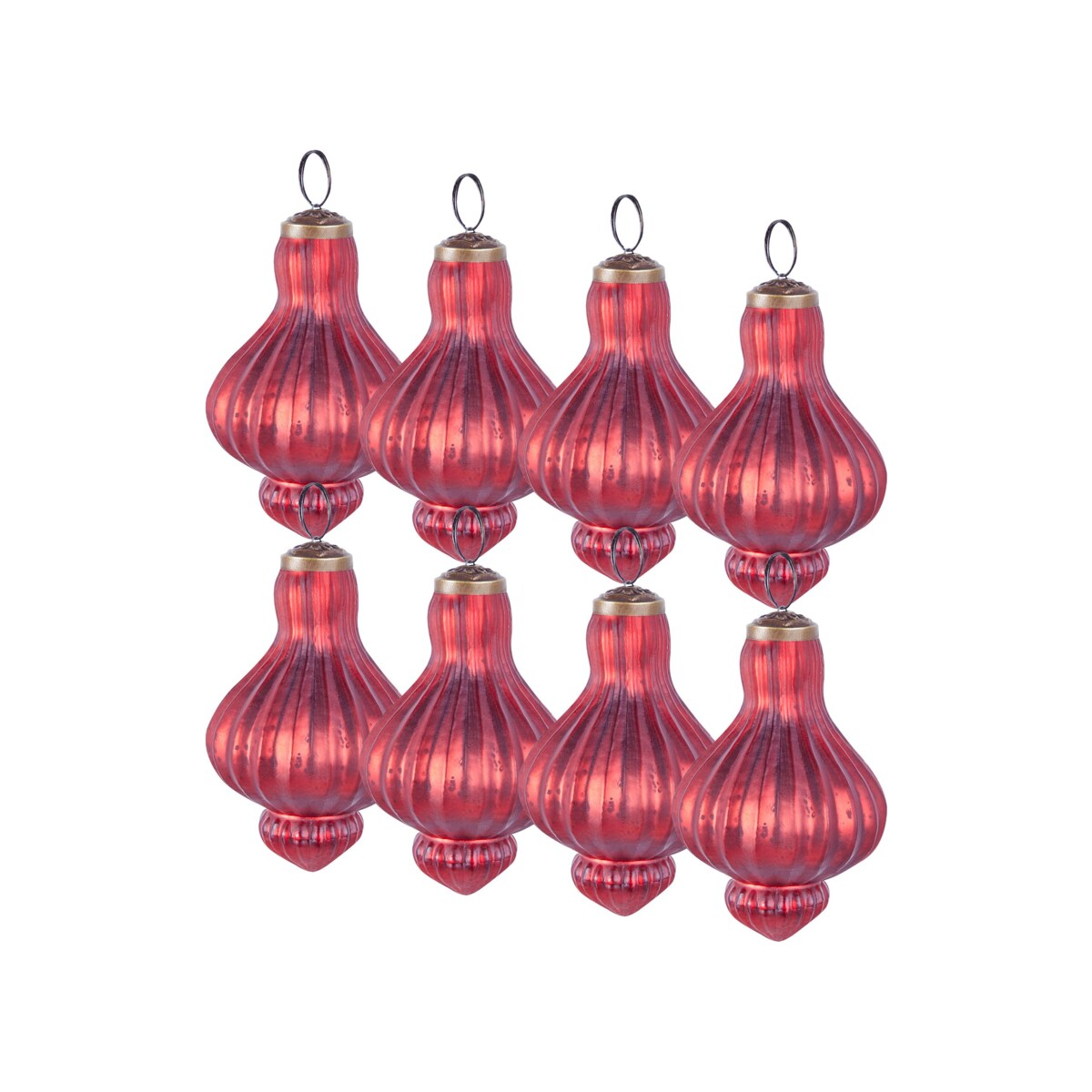 Zestaw 8 bombek BRILLANT Szkło Czerwony
