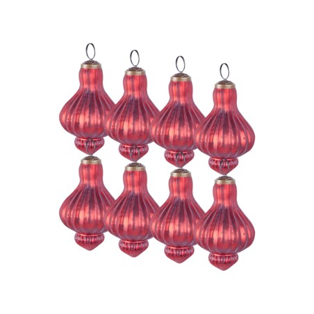 Zestaw 8 bombek BRILLANT Szkło Czerwony