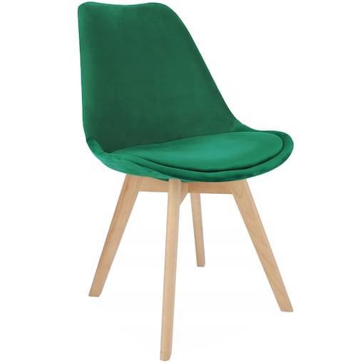 Krzesło tapicerowane welurowe BARI zielone