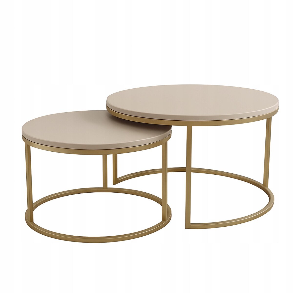 Stolik Kawowy KASZMIR LOFT GOLD 2w1 Okrągły Zestaw JAPANDI BOHO Salon Złoty