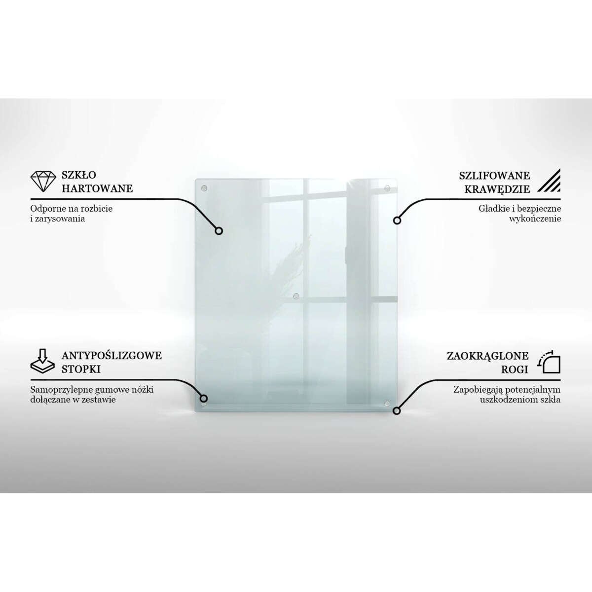 Deska do krojenia, szkło hartowane 60x52