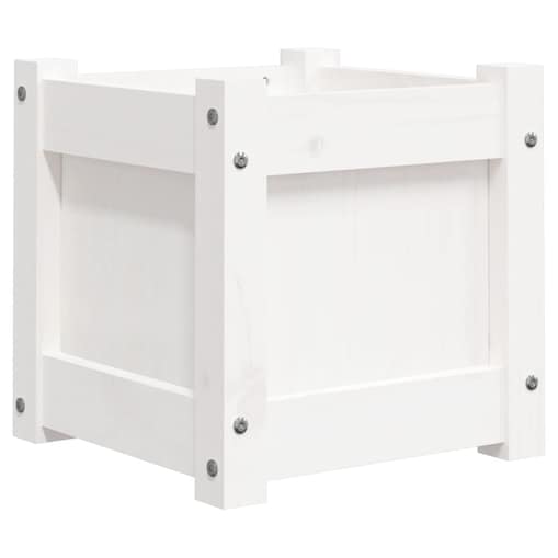 vidaXL Donica ogrodowa, biała, 31x31x31 cm, lite drewno sosnowe