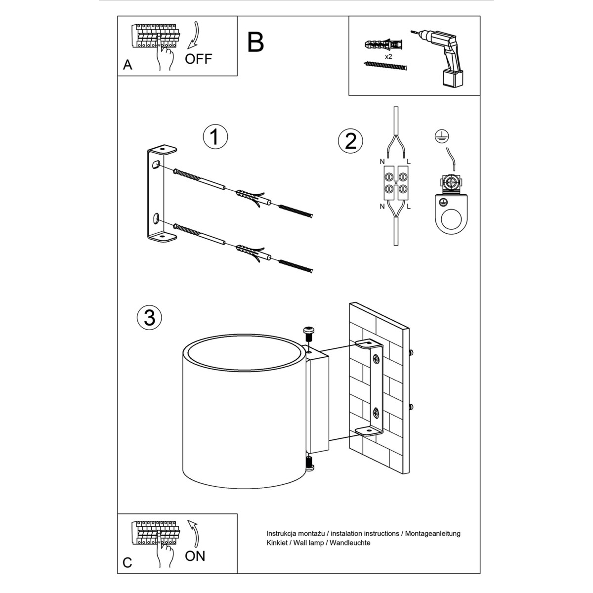 Kinkiet ORBIS beton zielona oliwka