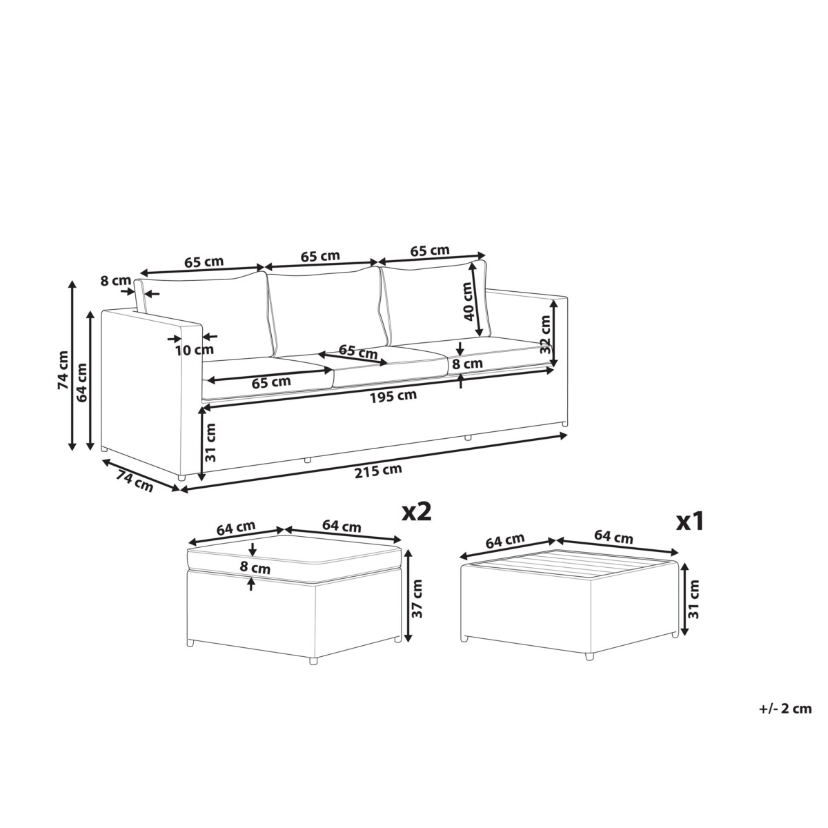 Zestaw ogrodowy z technorattanu 5-osobowy prawostronny szary SABBIA