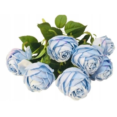 BUKIET DUŻY RÓŻA sztuczna NIEBIESKI LIŚCIE do wazonu flakonu święta pomnik