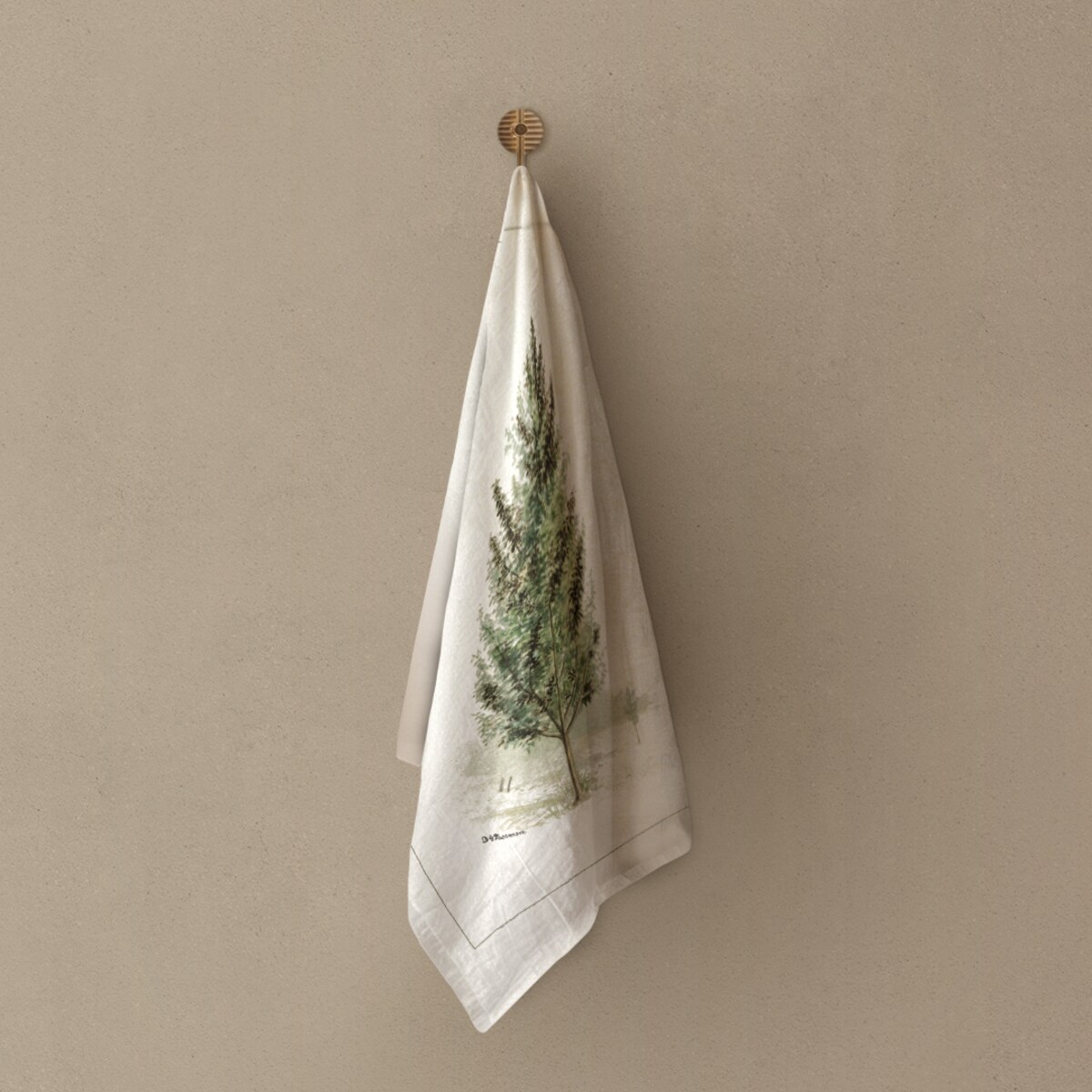 Lniany ręcznik kuchenny - Drzewo 50x70 cm