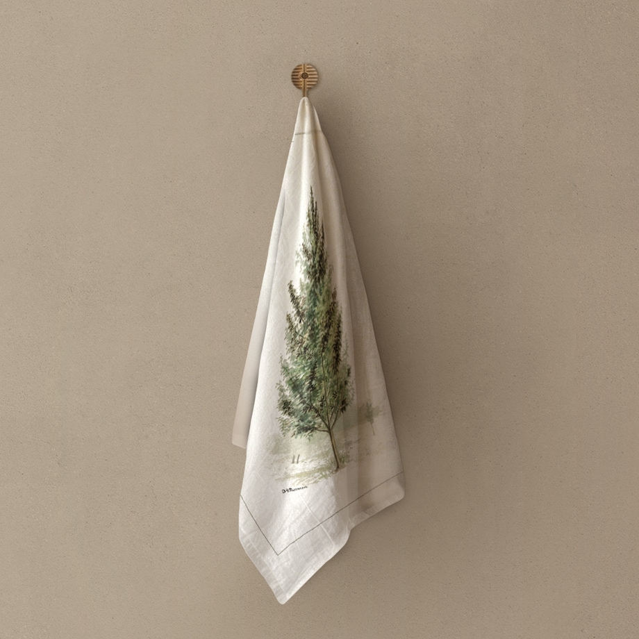 Lniany ręcznik kuchenny - Drzewo 50x70 cm