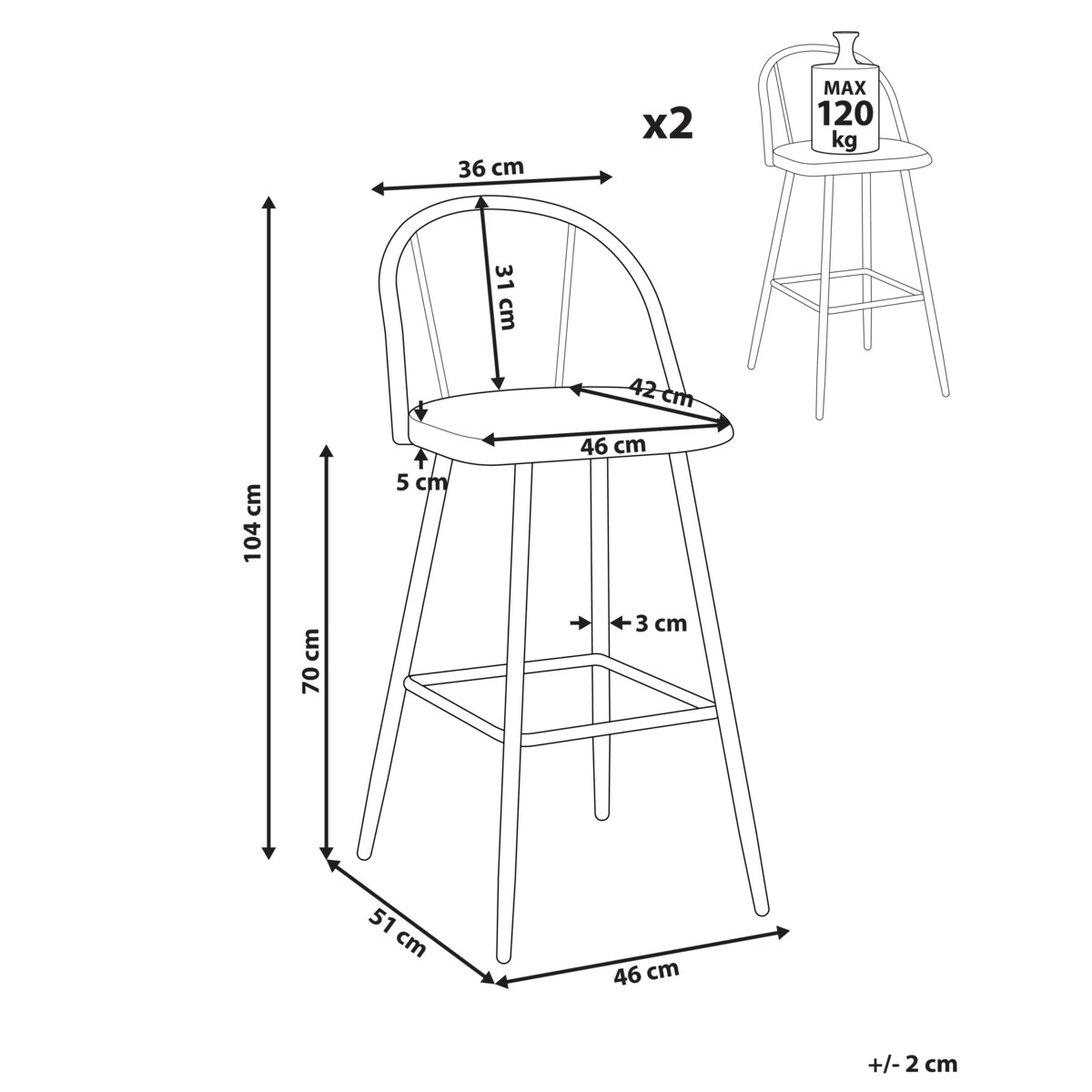 Zestaw 2 krzeseł barowych CORNELL Metal Zielony