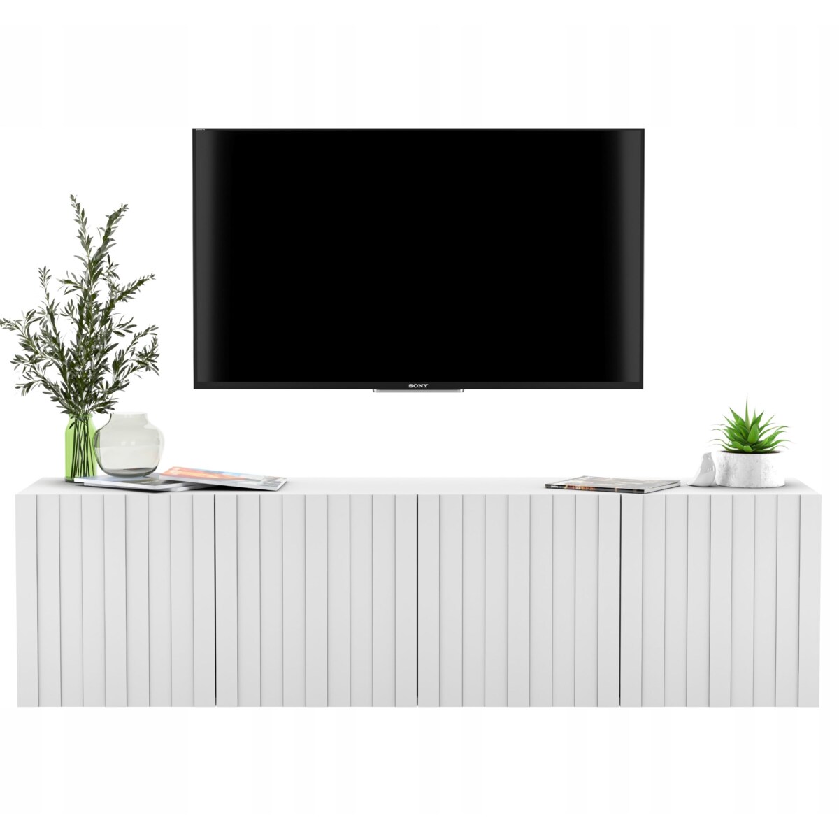 Wisząca Szafka RTV Glamour Komoda RTV Biały Mat 150 cm