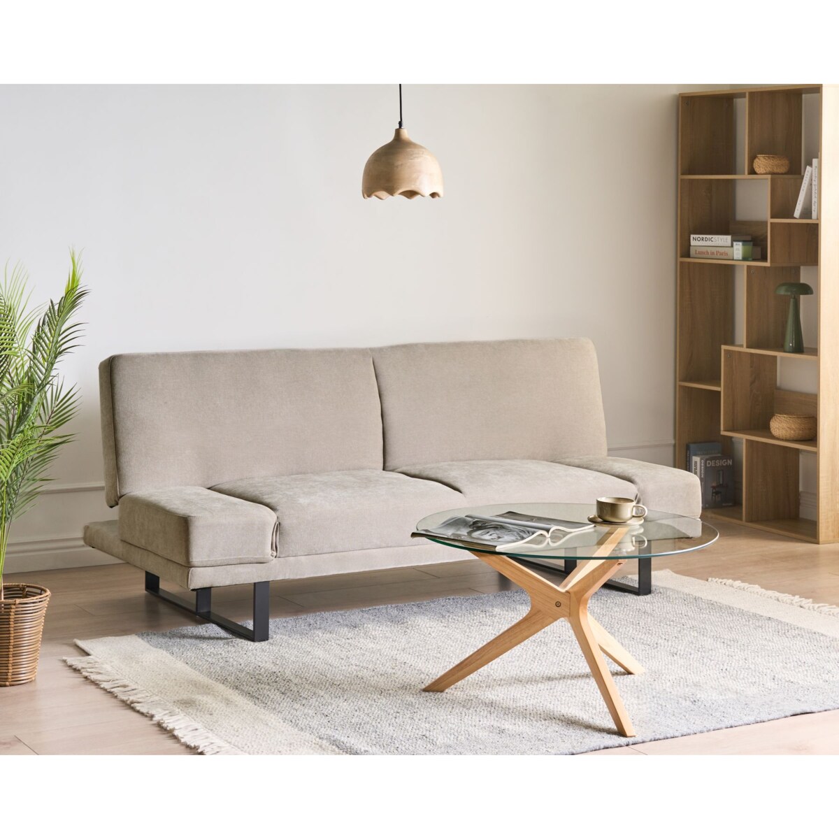 Sofa rozkładana dla 2 osób YORK Szenil Beżowy
