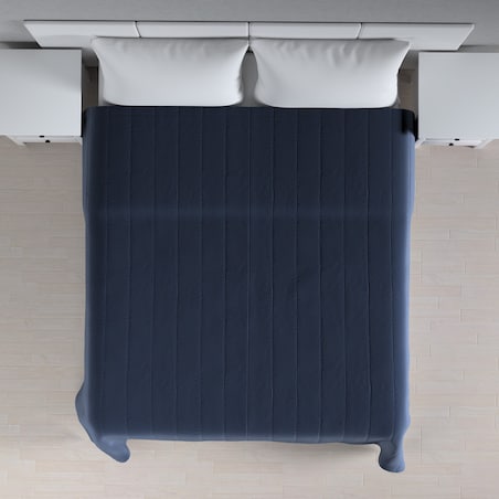 Narzuta pikowana w pasy 130x210 granatowy welwet