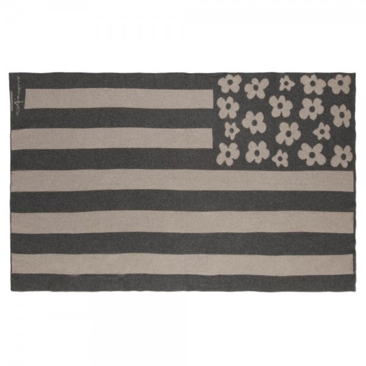 Koc wełniany Manta Flowers Lin-Gris Oscuro/Linen-Dark Grey