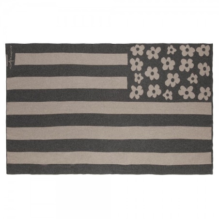 Koc wełniany Manta Flowers Lin-Gris Oscuro/Linen-Dark Grey