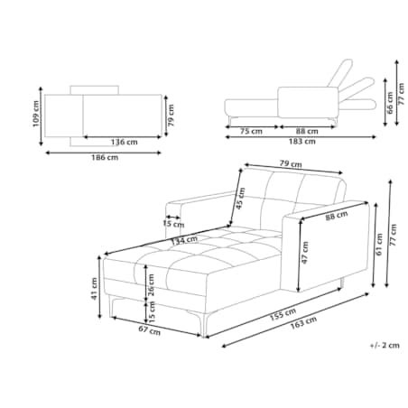 Szezlong boucle biały ALNES