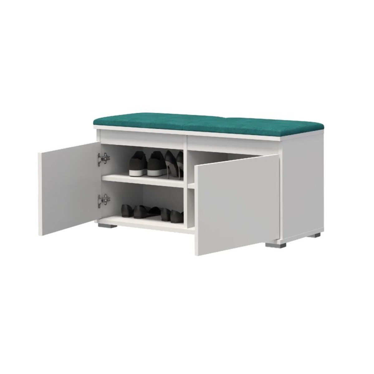 Garderoba z nadstawką i siedziskiem SINGAPUR 154 do przedpokoju biała/zielona