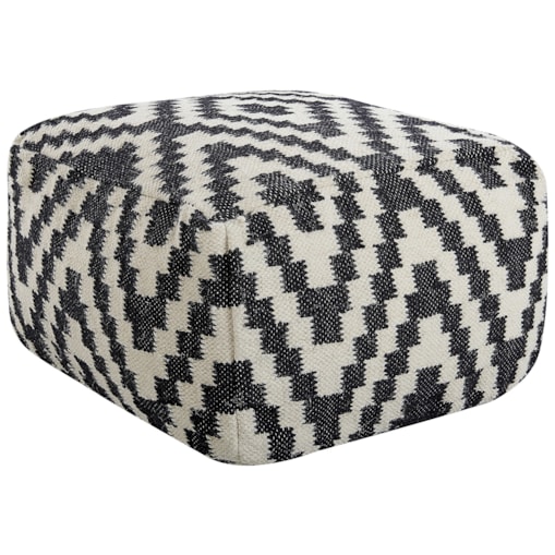 Puf wełniany 56 x 56 x 32 cm czarno-biały KNIDOS