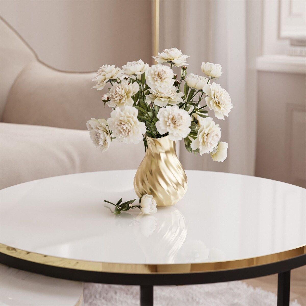 Stolik kawowy 2w1 SOLEIL czarny biały połysk