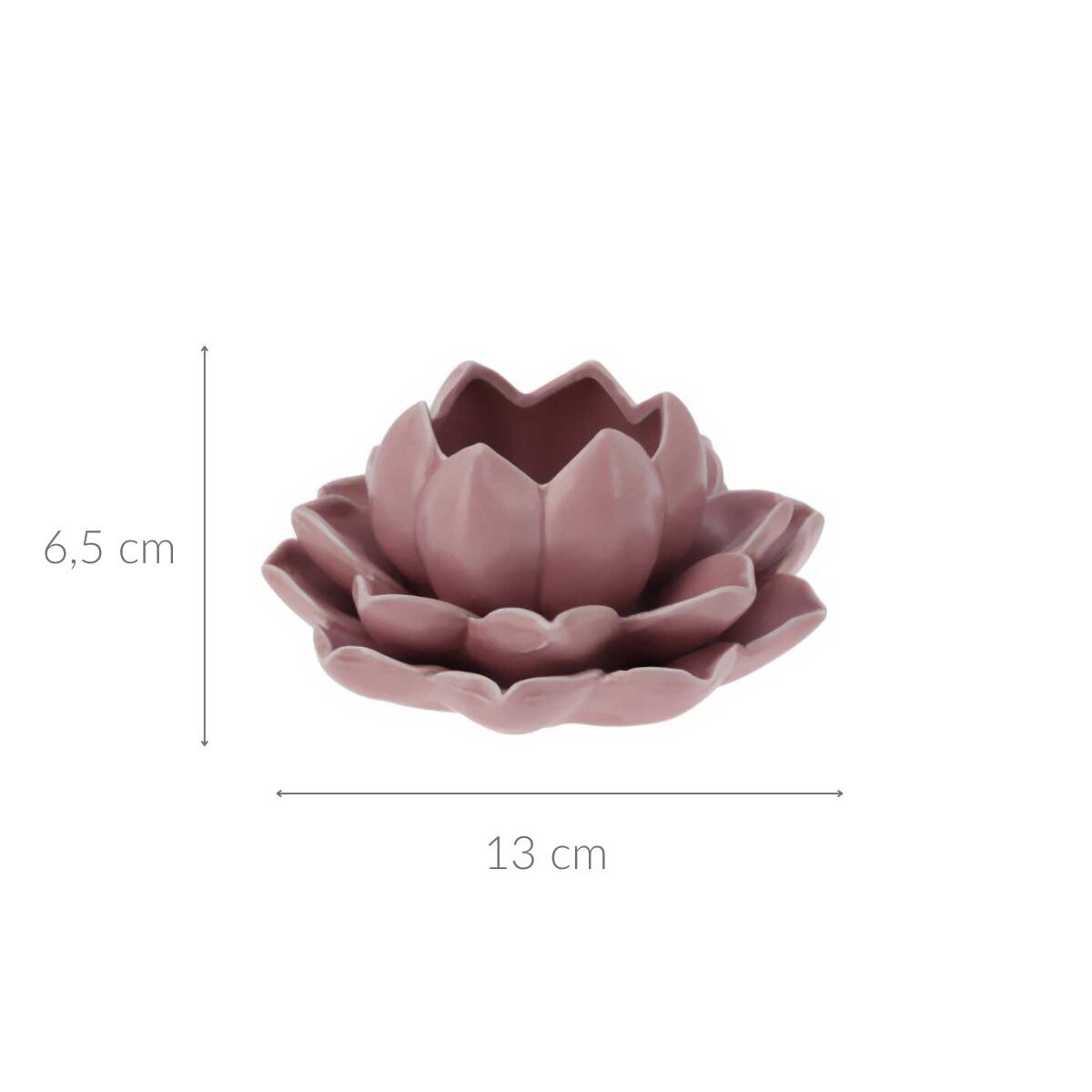 Świecznik na tealight kwiat lotosu z porcelany, 12,5 x 13 x 6,5 cm