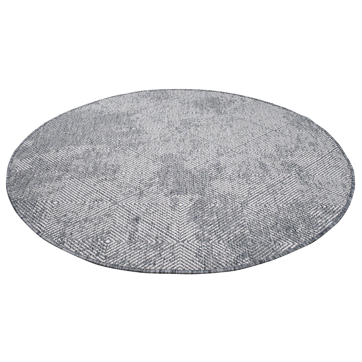 Funkcjonalny dywan okrągły na zewnątrz i do wnętrz, dwustronny DUO 58450 Szary 120x120