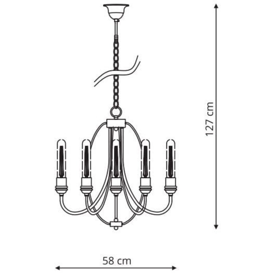 Żyrandol LAMPA wisząca CANARIA LP-6704/5P Light Prestige industrialna OPRAWA świecznikowy ZWIS na łańcuchu czarny