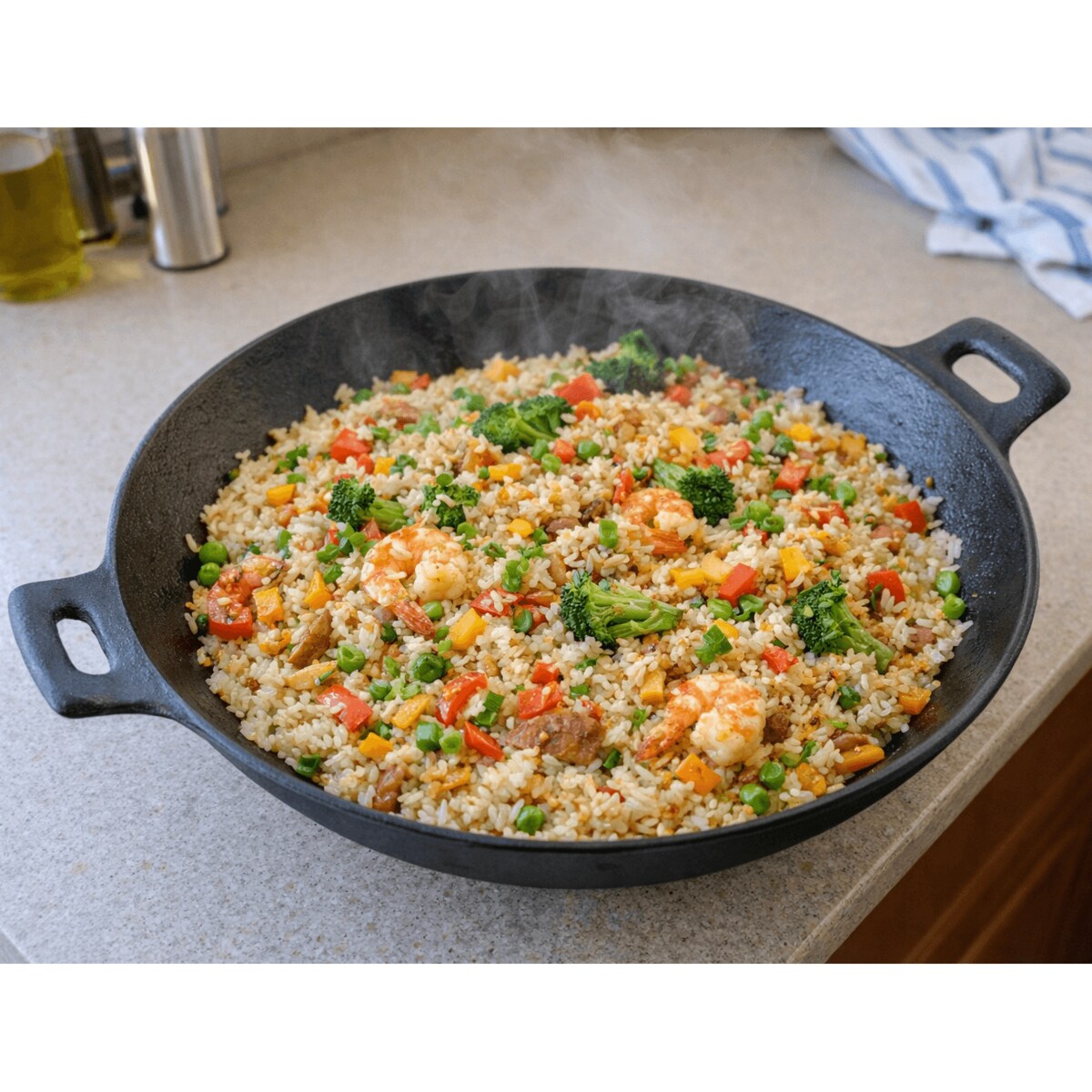Patelnia głęboka wok żeliwny 30cm KAMILLE