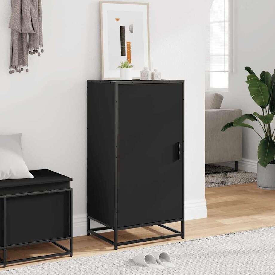 vidaXL Stojak na buty, czarny, 48x38x97,5 cm, materiał drewnopochodny