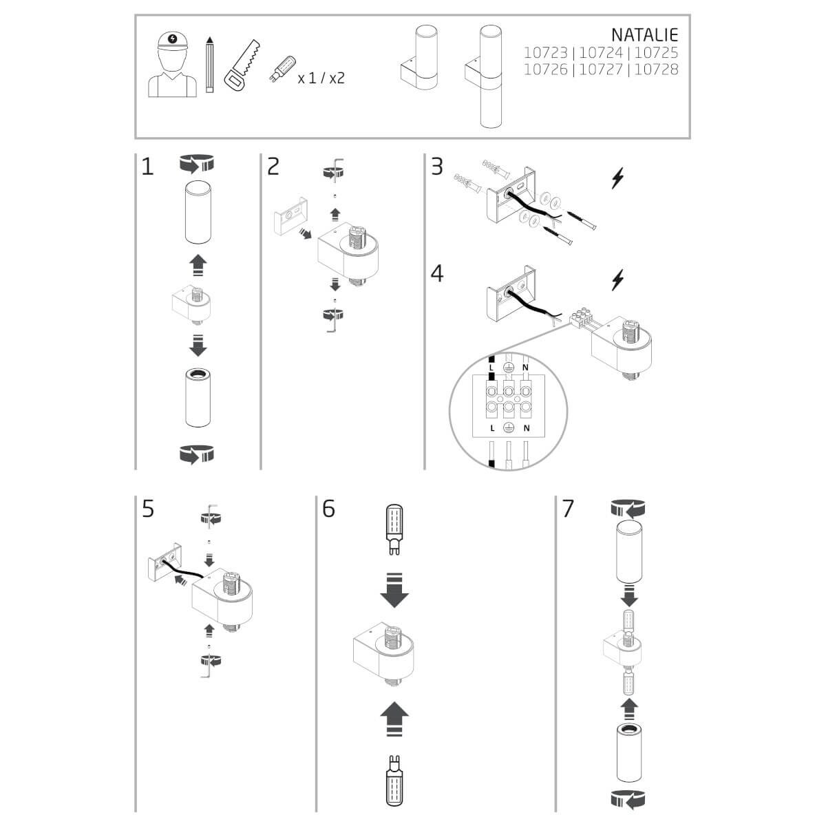 Kinkiet ścienny Natalie 10724 Nowodvorski IP44 tuba metalowy szklany biały mosiądz