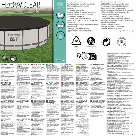 Bestway Pokrywa na basen Flowclear Fast Set, 555 cm