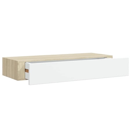 vidaXL Półki ścienne do szuflad 2 szt. Dąb i biel 60x23,5x10cm MDF