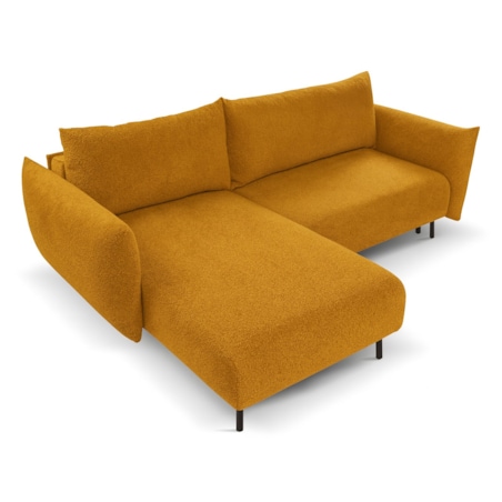 Narożnik DELI z funkcją spania na nóżkach, lewostronny, pomarańczowy