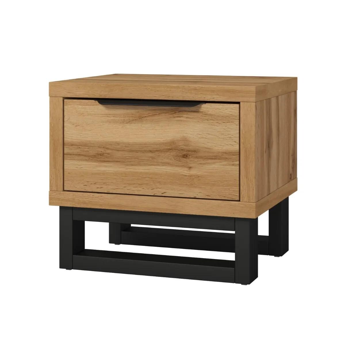 Szafka nocna HALLE 1S dąb wotan mat/czarna