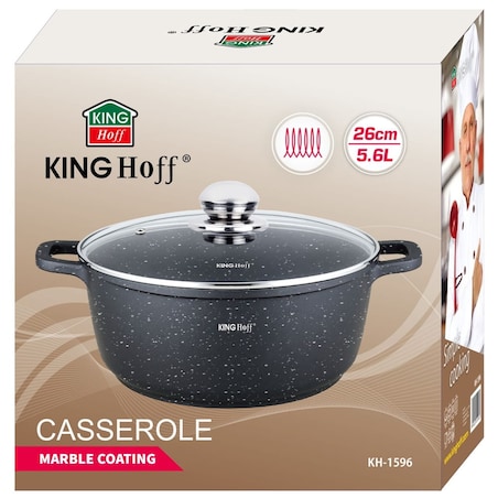 Garnek z powłoką marmurową 5.6L 26cm indukcja gaz KINGHOFF