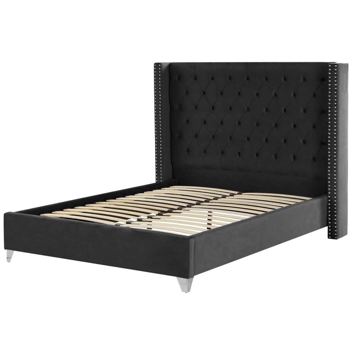 Łóżko welurowe 160 x 200 cm czarne LUBBON