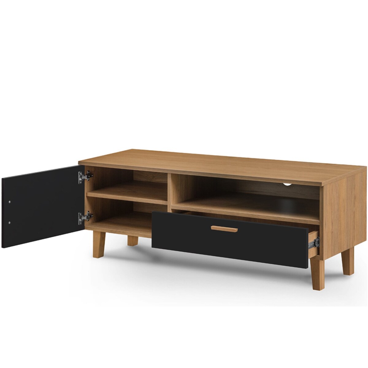 KONSIMO FRISK Czarna szafka RTV w stylu skandynawskim