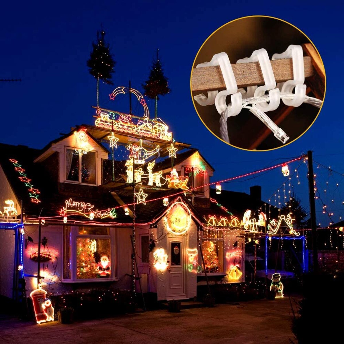 Zawieszka Uchwyty 24 x Hak Haczyk do Rynien Zawieszania Lampek Świątecznych