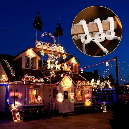 Zawieszka Uchwyty 24 x Hak Haczyk do Rynien Zawieszania Lampek Świątecznych