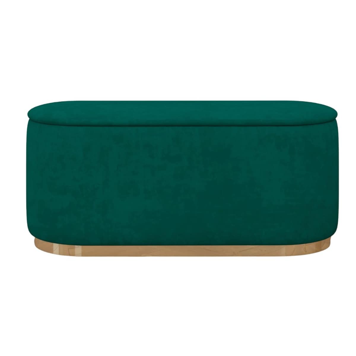 Tapicerowany owalny puf ze schowkiem Dancan SCARLETT na złotej podstawie / szer. 110 cm / zielony