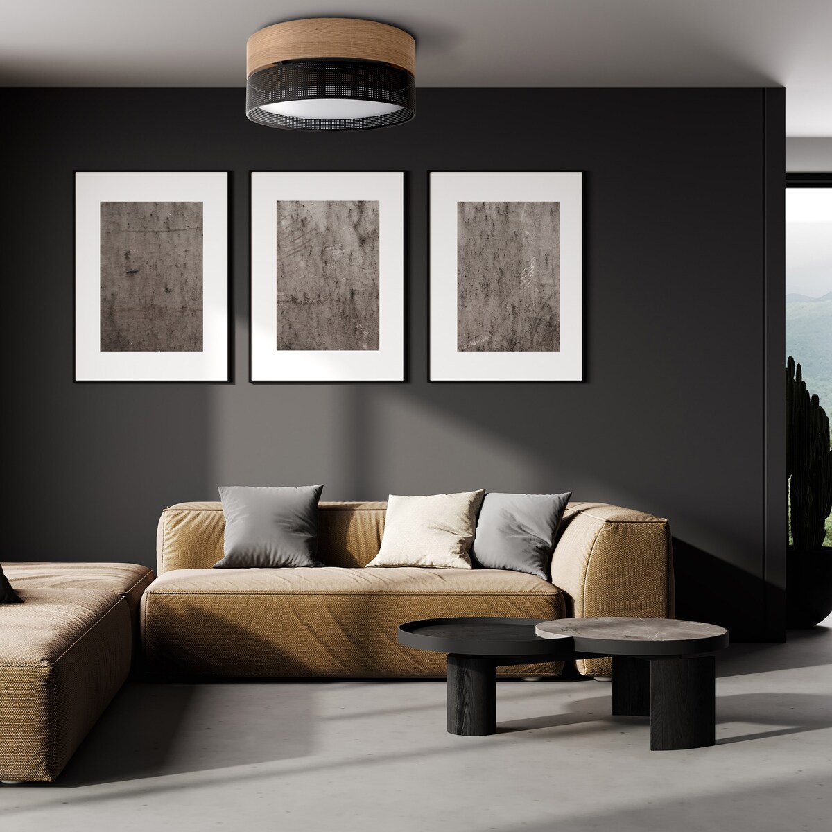 Lampa sufitowa TK Lighting NICOL 4800 czarno-beżowa 4xE27 nowoczesna plafoniera do salonu 45 cm