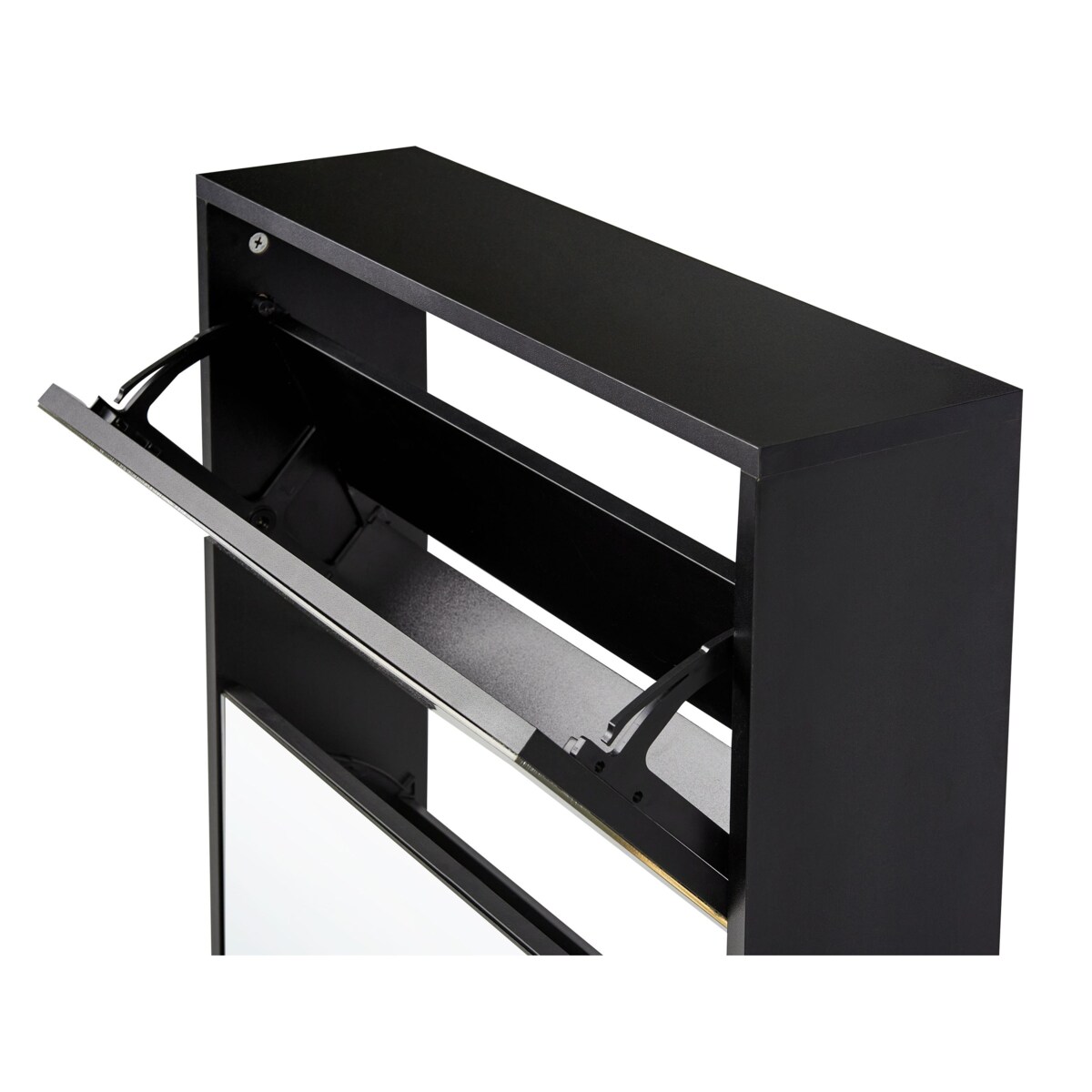 Szafka na buty 2 przegrody lustrzane fronty czarna MIDFIELD