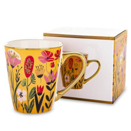 Kubek porcelanowy 300 ml 10x12,5x9 cm BLUMEN-I small żółty