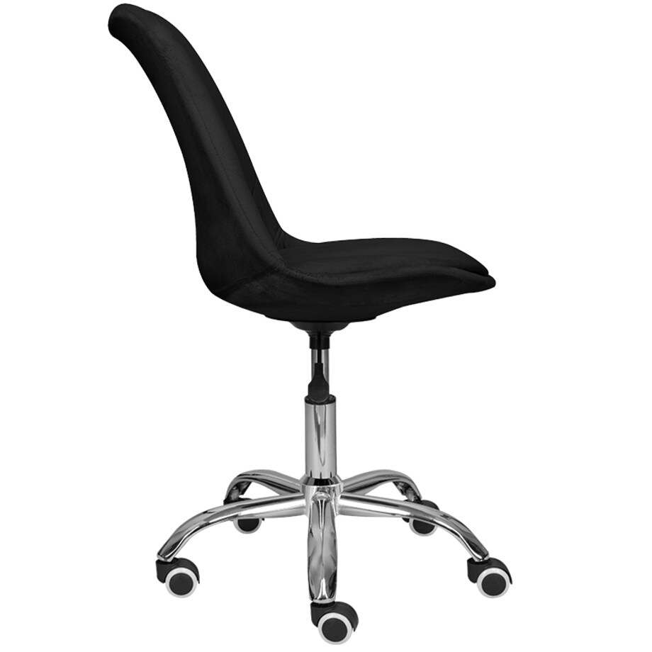 Krzesło biurowe czarne fotel obrotowy regulowany welurowy pikowany