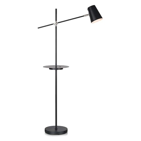 Stojąca LAMPA podłogowa LINEAR 107307 Markslojd metalowa OPRAWA z półką do salonu czarna