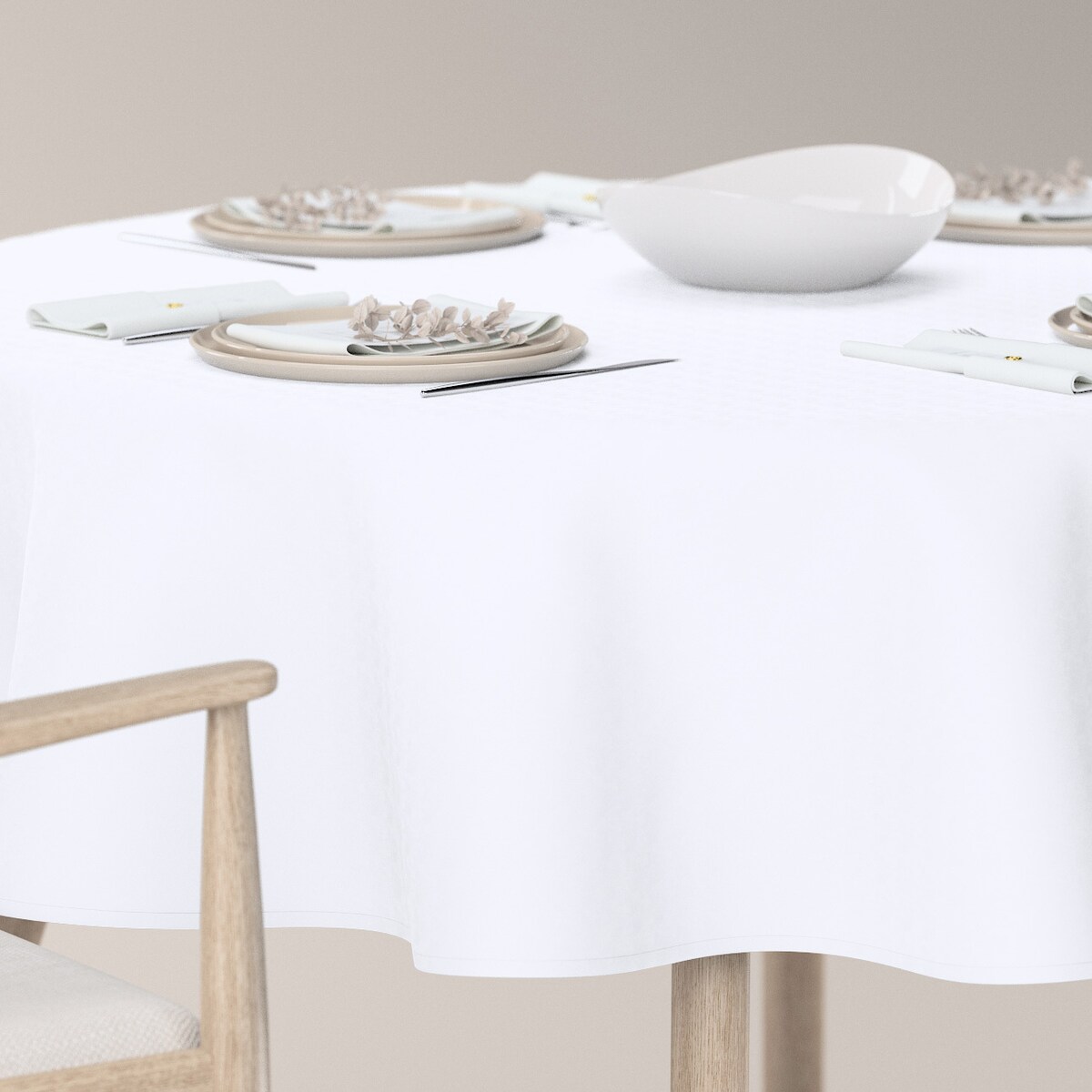 Obrus okrągły 160 x 160 cm śnieżnobiały